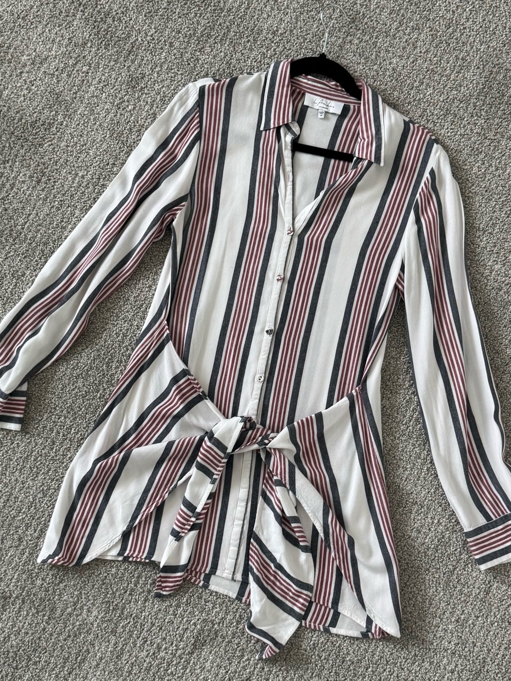 Revolve L’Academie Cloudline Striped Button-down Tie-Waist Shirtdress XS